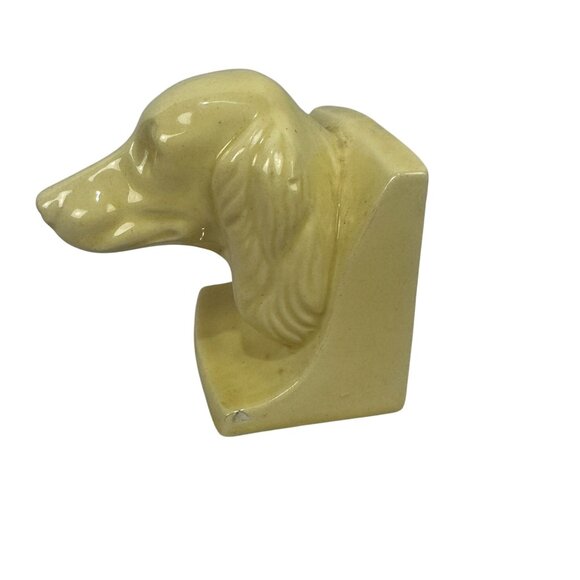 Vintage Yellow Ceramic Dog Head Figurine Made In USA With Distressed Finish - Picture 2 of 8